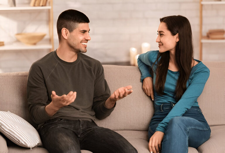 Couple communicate each other